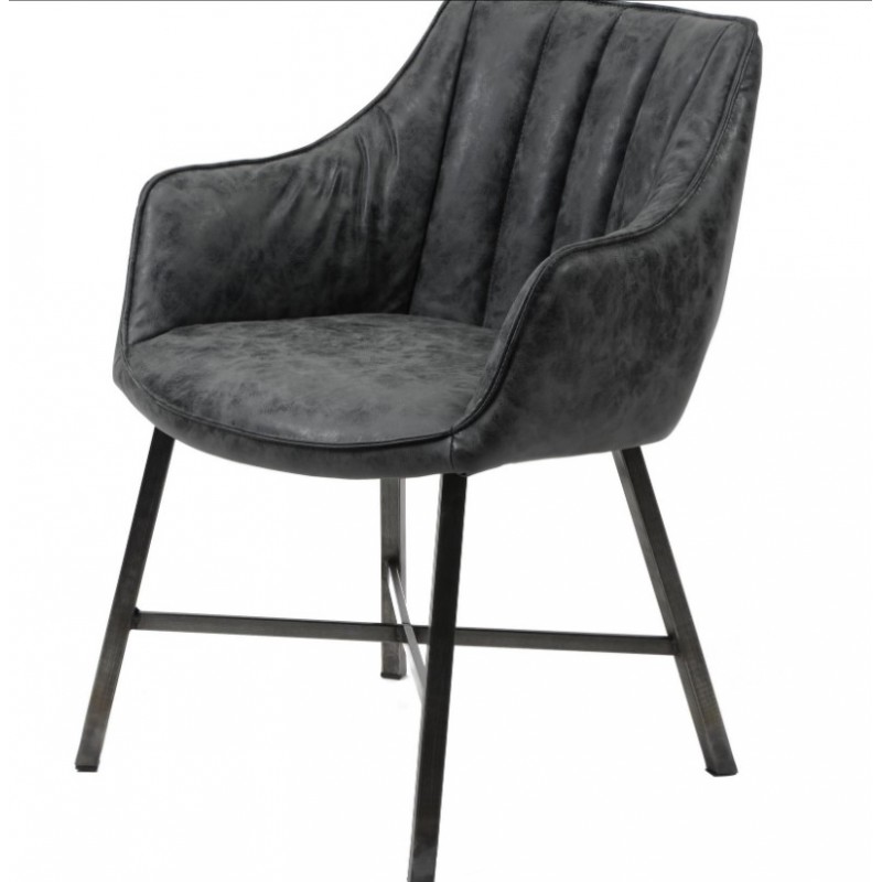 ZI Dining black chair striped steel legs